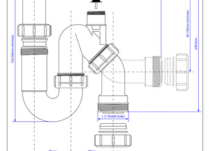 McAlpine TP10V 75mm Water Seal Tubular Swivel Anti-Syphon (Silentrap) All One Trap with 1¼" Multifit Outlet