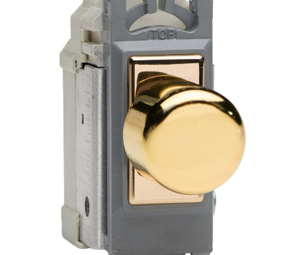 Varilight 2-Way V-Pro Push On/Off Rotary Led Dimmer 0-300W (1 Grid Space) Brass Finish