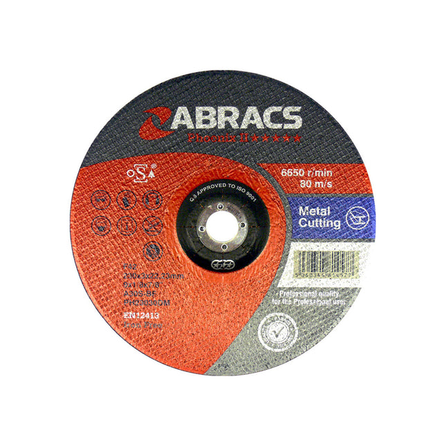 Abracs Phoenix Ii Depressed Centre Metal Cutting Disc - 230 x 3 x 22mm (Box of 25)