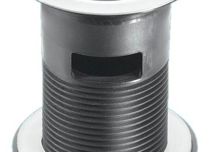 McAlpine BSW12T 1¼" Black Plastic Slotted Basin Waste - Backnut Model: 60mm Stainless Steel Flange x 3½" Tail with Black PVC Plug