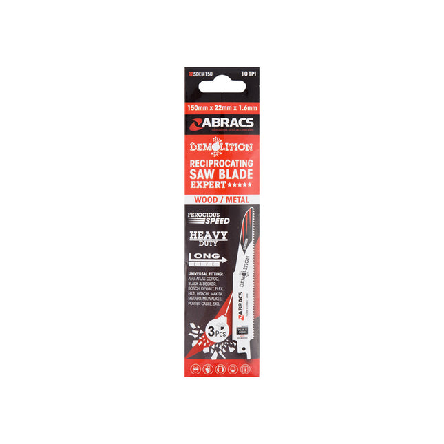 Abracs Reciprocating Saw Blade for Demolition - 150 x 22 x 1.6mm