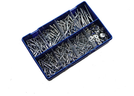 Kitmaster Aluminium Blind Rivets & Washers Kit 1/8"-3/16" Bright Zinc Plated - KM105166