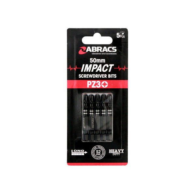 Abracs Impact Screw Driver Bit Pz3 (5Pc) - 50mm (Box of 5)