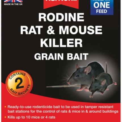 Rentokil Rodine Rat & Mouse Killer Grain Bait 2 Sachets