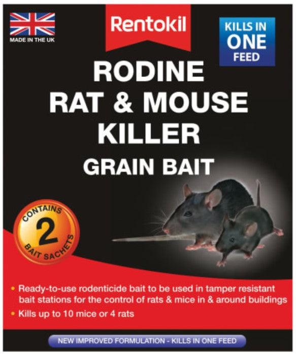 Rentokil Rodine Rat & Mouse Killer Grain Bait 2 Sachets