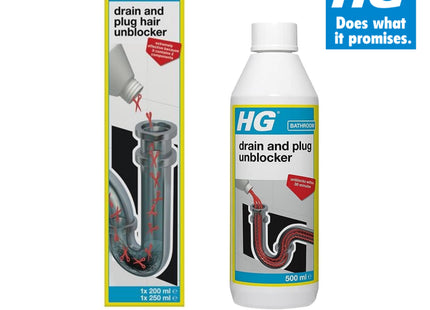 HG Drain and Plug Hair Unblocker 450ml + HG Drain and Plug Unblocker 500ml (Twin Pack)