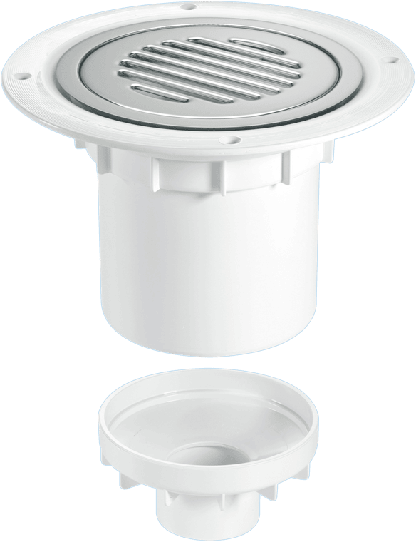 McAlpine TSG2SS-SL-NSC 75mm Water Seal Trapped Gully, Clamp Ring and Cover Plate, 110mm or 2" Vertical Solvent Spigot Outlet