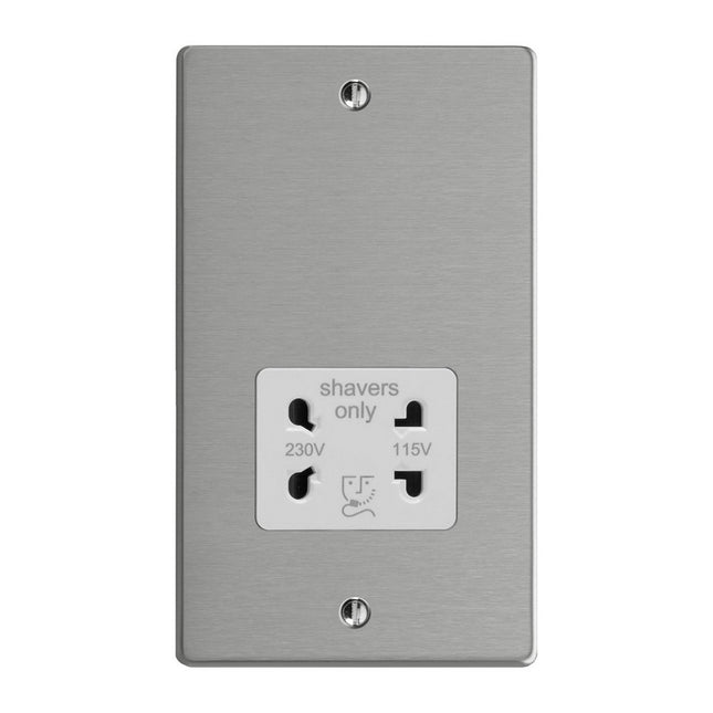 Varilight Dual Voltage Shaver Socket 230V/115V Brushed Silver