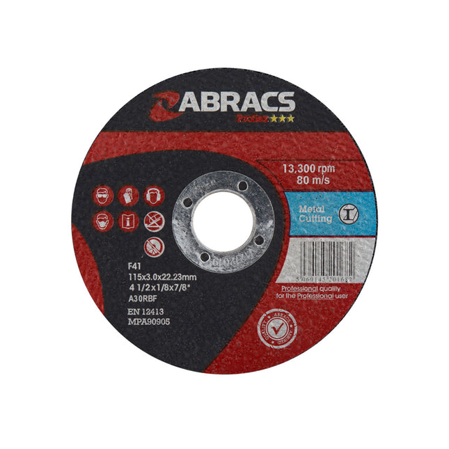 Abracs Proflex Flat Metal Cutting Disc - 115 x 3 x 22mm (Box of 25)