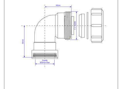 McAlpine MS4-32MM 1¼" 90° Multifit Bend x 32mm Pushfit