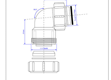 McAlpine S5M-A 1¼" 95° Multifit Bend x BSP coupling nut