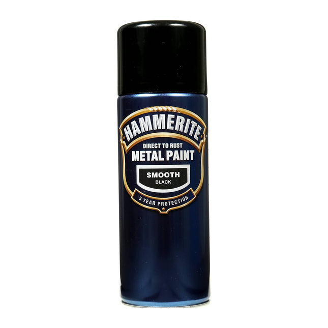 Hammerite Spray Paint for Metal. Direct to Rust Exterior Black Metal Paint, 8 Year Protection 0.5 SqM Coverage 400ml 5092965