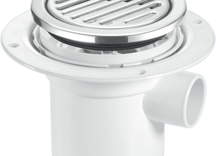 McAlpine TSG3-R125SS 75mm Water Seal Trapped Gully, Tile/Grating with removable Grid, 1½" Side Inlet for waste pipe and 110mmØ or 1½" Vertical Outlet