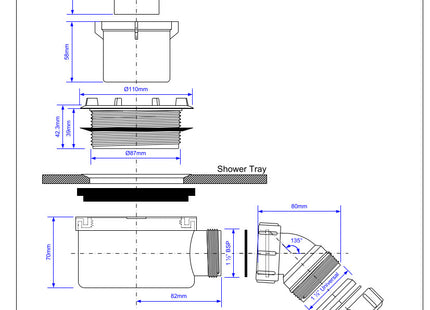 McAlpine ST90-70B 50mm Water Seal Trap Body with 1½" Multifit Outlet