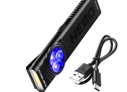 Nebo Slim Mini UV Rechargeable LED Flashlight (Black) 150 Lm