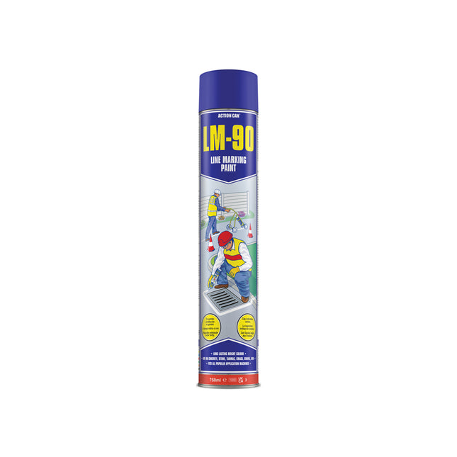 Action Can LM-90 Line Marking Paint Blue 750ml - Q99LM90007500012BLU - Ideal for Marking