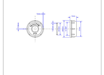 McAlpine NUT-WMVALVE Female Blank Cap