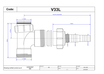 McAlpine V33L 1½" x ¾" Domestic Appliance Tee