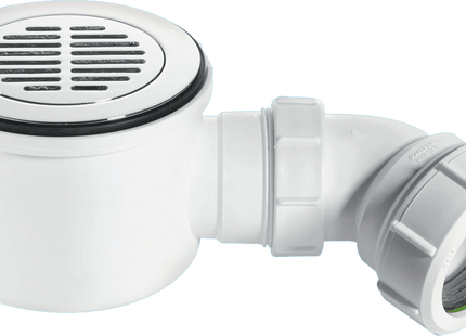 McAlpine ST90CPB-S-HP 90mm x 50mm Water Seal Shower Trap with 2" Universal Outlet High-Flow High-Performance Trap with removable 110mm Flange.