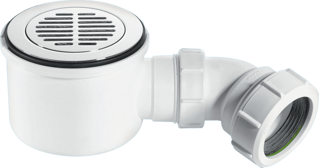 McAlpine ST90CPB-S-HP 90mm x 50mm Water Seal Shower Trap with 2" Universal Outlet High-Flow High-Performance Trap with removable 110mm Flange.