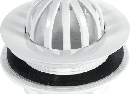 McAlpine WU20 2" Urinal Waste: 85mm Plastic Domed Flange with removable Dome x 42mm Tail: Backnut Model