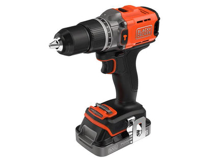 Black & Decker BCD383D1XK Powerconnect Hammer Drill 18V, 2.0Ah Li-Ion - Ideal for Home Use