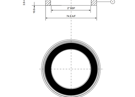 McAlpine BN5 White Plastic Backnut with Rubber Washer 2" BSP
