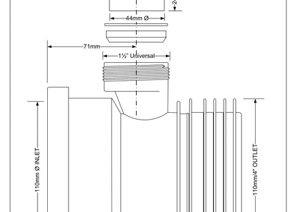 McAlpine DC1-BL-BO Black 4"/110mm Drain Connector with Boss