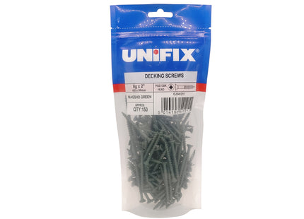 Unifix Decking Screws Pozi Countersunk Head Magsho Green Coating CE - 8G x 2" (4.0 x 50mm) (Box of 750)