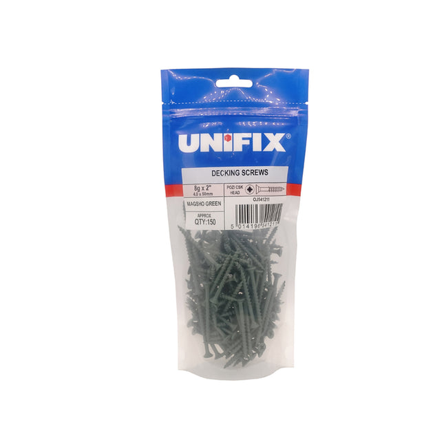 Unifix Decking Screws Pozi Countersunk Head Magsho Green Coating CE - 8G x 2.1/2" (4.0 x 65mm) (Box of 625)