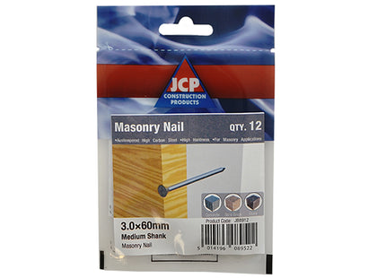 JCP Fixings Masonry Nails Medium Shank - 60 x 3.0mm (Box of 60)