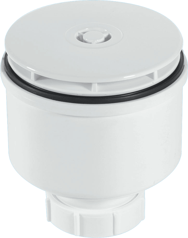 McAlpine ST90WH10-V 90mm x 50mm Water Seal Shower Trap with 2" Universal Vertical Outlet with removable 110mm Flange.