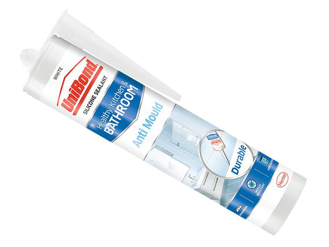 Unibond Anti-Mould Kitchen & Bathroom Sealant Cartridge White 274G (Pack of 3)