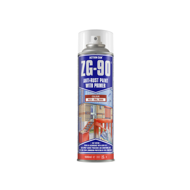 Action Can ZG-90 Anti-Rust Paint With Primer Satin Finish Red 500ml - Q99ZG90SAT500015RED