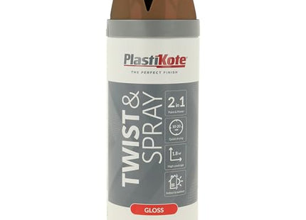 Plastikote Twist & Spray Gloss Chestnut Brown 400Ml