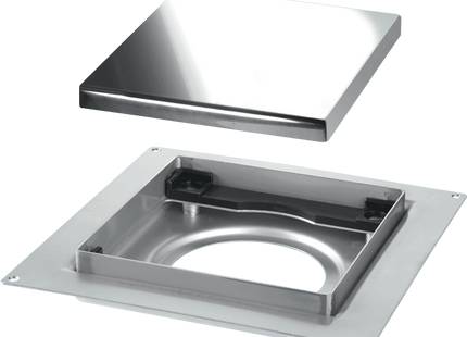 McAlpine TILE-PLAIN-P 150mm Square Stainless Steel Tile Drain for use with 50mm Water Seal trap body