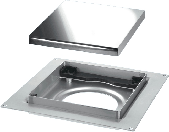 McAlpine TILE-PLAIN-P 150mm Square Stainless Steel Tile Drain for use with 50mm Water Seal trap body