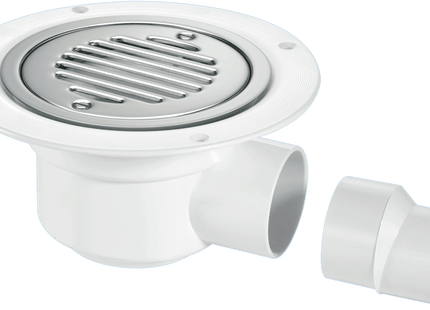 McAlpine TSG50SS-SL-SC 50mm Water Seal Trapped Gully, Clamp Ring and Cover Plate, 2" Horizontal Outlet and 2" x 1½" Socket Reducer