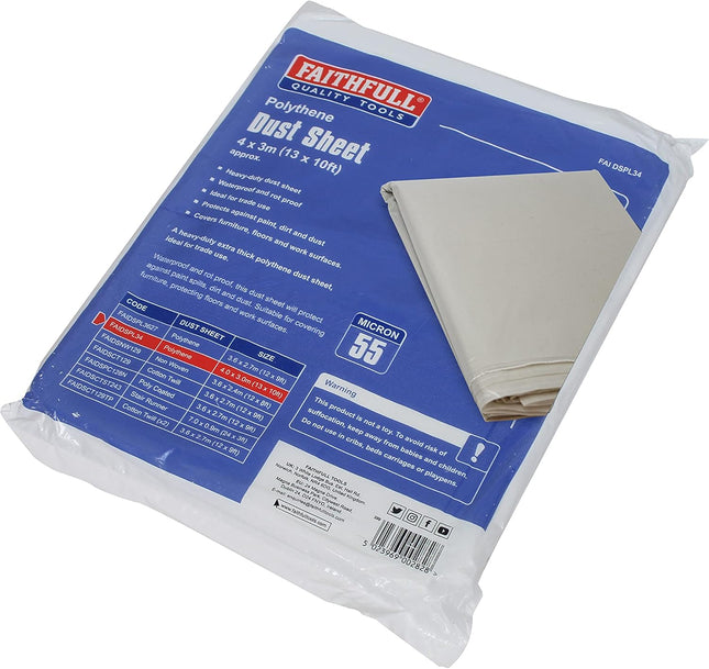 Heavy-Duty Polythene Dust Sheet 3 x 4m