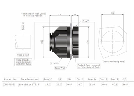 John Guest Speedfit Tank Connector 15mm (Pack Of 10)
