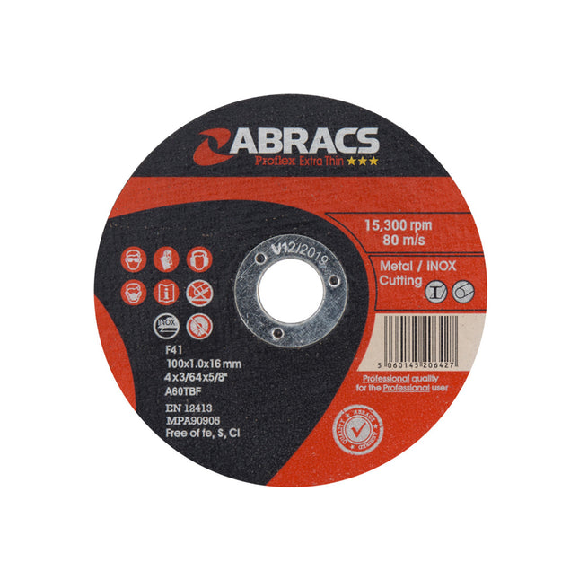 Abracs Proflex Extra Thin Cutting Disc Inox - 100 x 1.0mm (Box of 100)