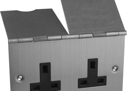 Varilight 2-Gang 13A Floor Socket Black