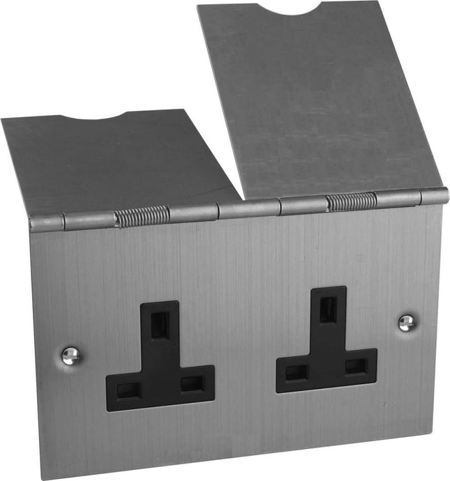 Varilight 2-Gang 13A Floor Socket Black