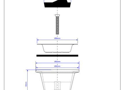 McAlpine BSW21PC Centre Pin Sink Waste: 85mm Stainless Steel Flange with Plug