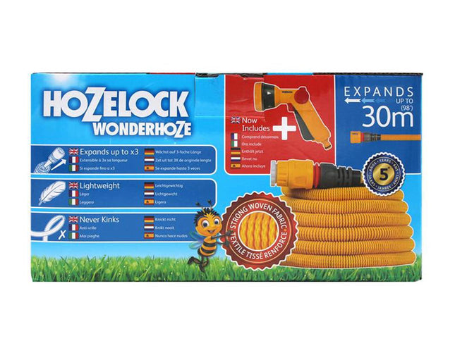 Hozelock Wonderhoze 30M - Lightweight Hose with Multi Spray Gun