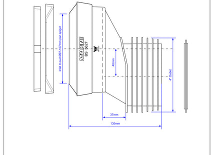 McAlpine MAC-4A 97-107mm Inlet x 4"/110mm Outlet 40mm Offset MACFIT WC Connector