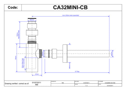 McAlpine CA32MINI-CB Chrome Plated Brass Basin Kit with Mini Bottle Trap