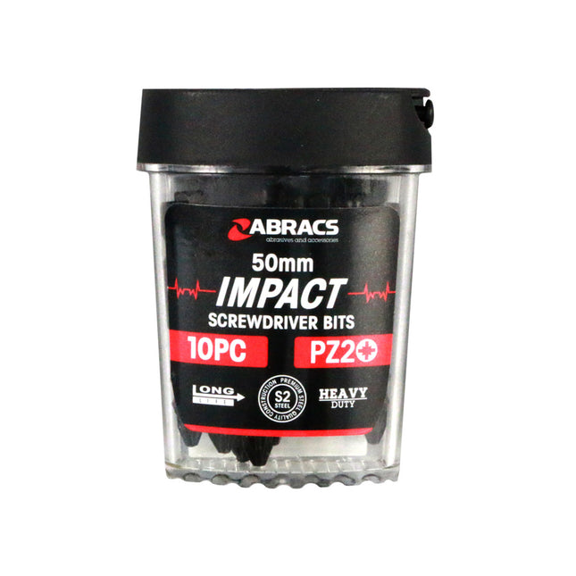 Abracs Impact Screw Driver Bit Pz2 (10Pc) - 50mm (Box of 5)