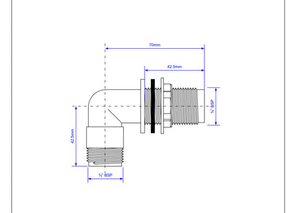 McAlpine FTC1AWH Bent Tank Connector with ¾" BSP Threaded Outlet