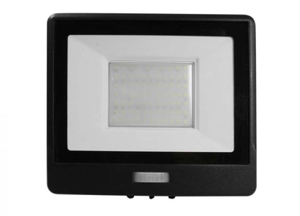 V-Tac Lumi Vt-158S-1 50W Pir Sensor Floodlight Samsung Chip & 1M Cable 3000K Black Body
